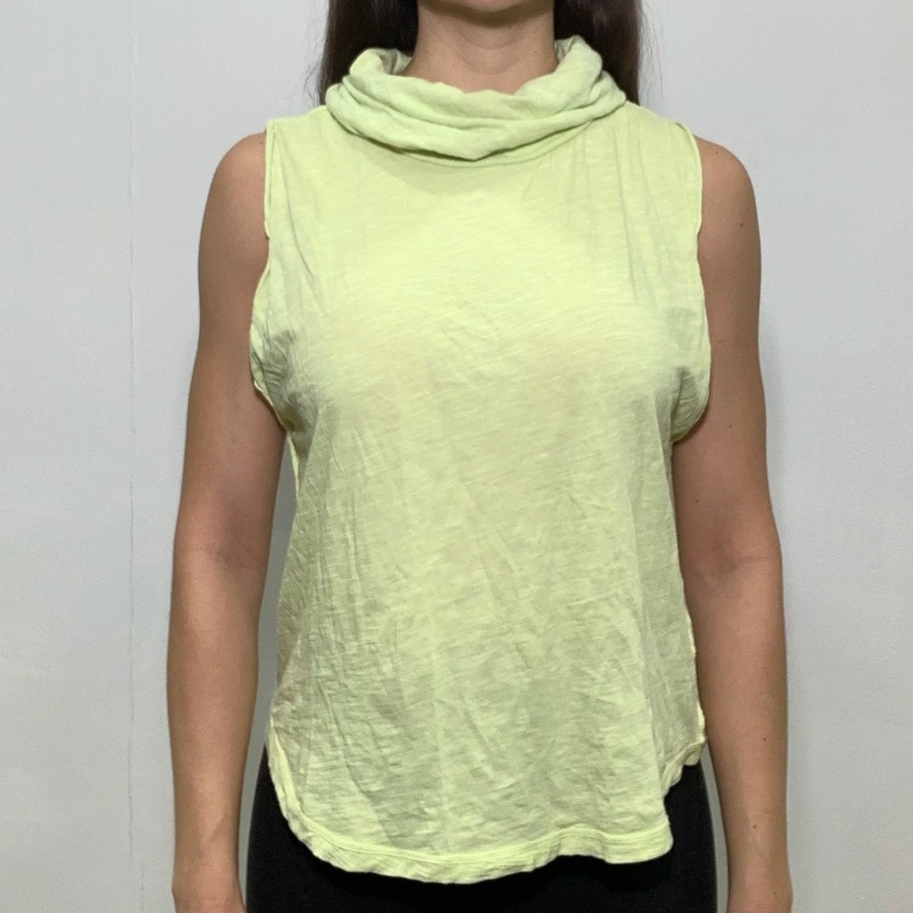 NEON YELLOW/GREEN FREE PEOPLE MOCK NECK TANK